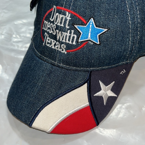 Don’t Mess With Texas new blue DENIM JEAN HAT Billed Cap Adjustable  WHITE BLUE - Picture 3 of 12